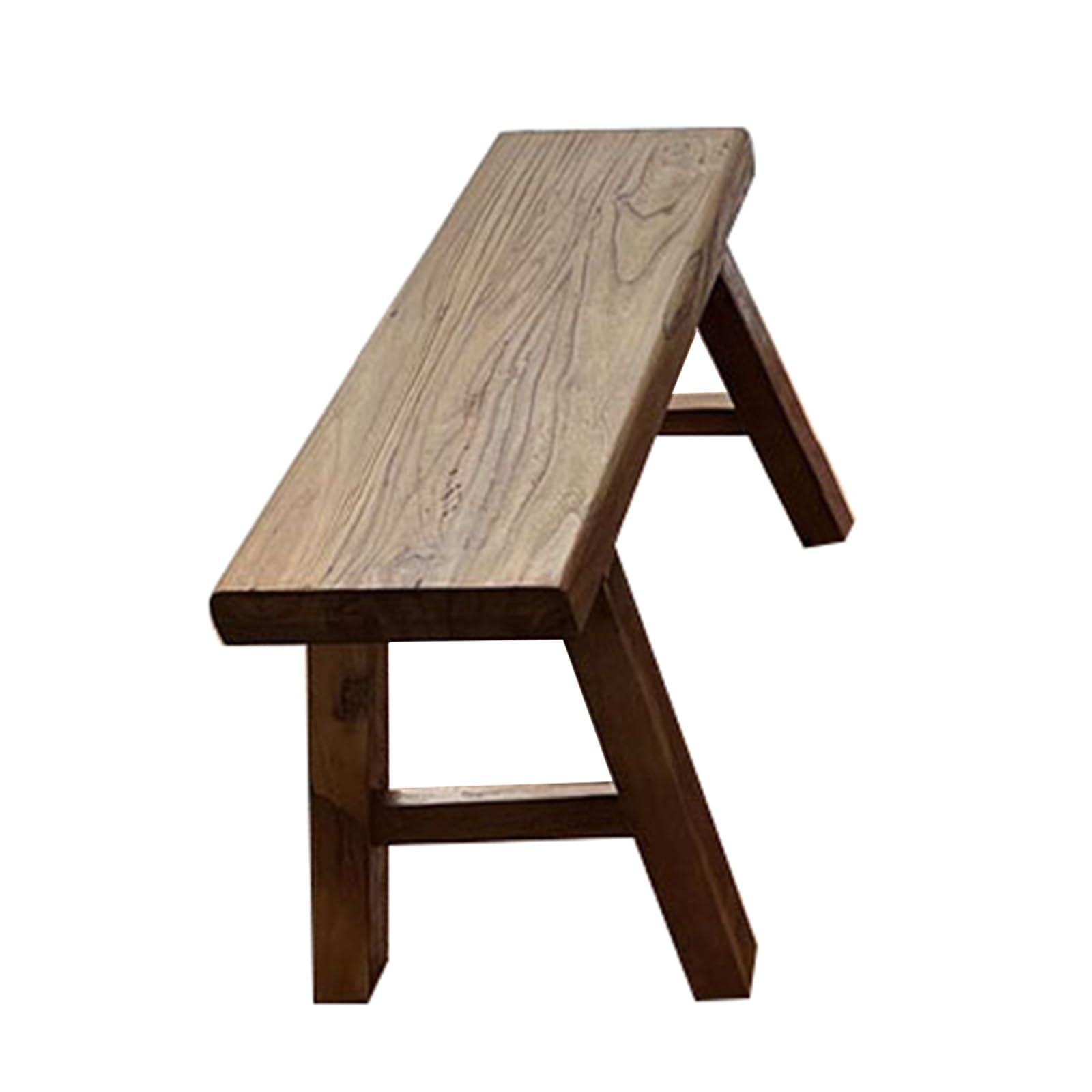 HXFAAFXH Wooden Farmhouse Bench for Living Room and Entryway,Rustic Solid Wood Shoe Bench,Armless Design,Short Height,Easy to Assemble,Natural Asian