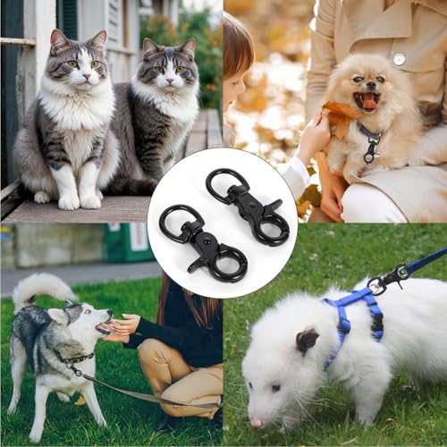 2 Stück Edelstahl Karabinerhaken mit Drehgelenk, Karabiner für Hundeleine Wirbelkarabiner, Hunde Karabiner Robusten Wirbel Schnappkarabiner für Hundehalsband Schlüsselbänder