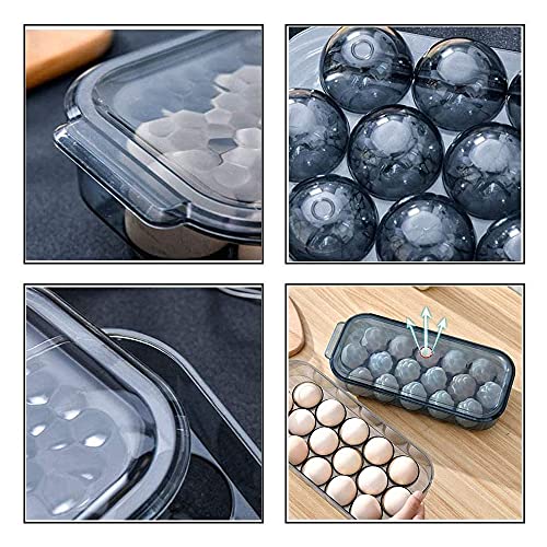 Egg Storage Box, 2Pcs Transparent Egg Box, Kitchen Plastic Egg Holder Trays, Eggs Carrier Container, Egg Tray for Refrigerator with 16 Grids, for Home & Kitchen Refrigerator