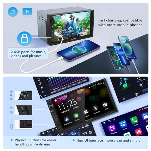 Eonon 7'' Double Din Car Stereo Wireless CarPlay & Wireless Android Auto Car Audio Receivers with AHD Backup Camera, Built in DSP, Bluetooth, MirrorLink, SWC, FM/AM, Fast Charge - X3 by EONON - Image 7