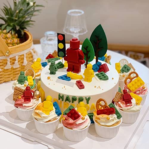 Building Blocks Cake Decorating Fondant Molds (4Pcs), Robot Chocolate Silicone Mold, Kids Birthday Party Baking Tools, Candy Mousse Biscuit Butter Jelly Gum Sugar Craft Epoxy Resin Clay Candle Gypsum #TOP1