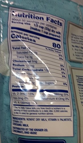 KROGER INSTANT NON-FAT DRY MILK MAKES 8 QUARTS 1lb 8oz RESEALABLE BAG - Thumbnail 3