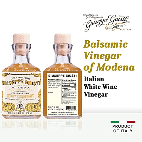 Giuseppe Giusti White Wine Vinegar - White Balsamic Vinegar - Italian Made - Aged Balsamic Vinegar - Fruity And Sweet - Salad Dressing - Modena Balsamic Vinegar - 8.45Fl Oz (250Ml) #TOP1