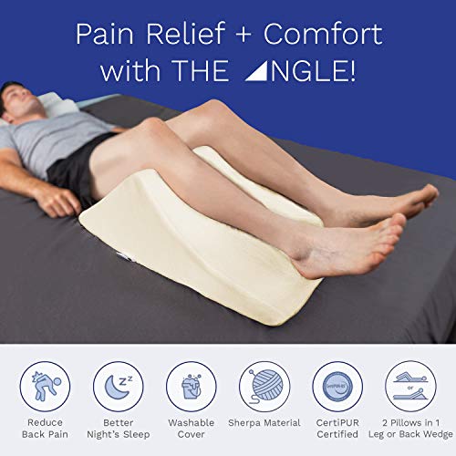 Back Support Systems The Angle Eco Friendly, Medical Quality Memory Foam Bed Wedge Leg Pillow For Back Pain | Guaranteed To Help Reduce Back Pain Immediately (Sherpa, Large) #TOP1