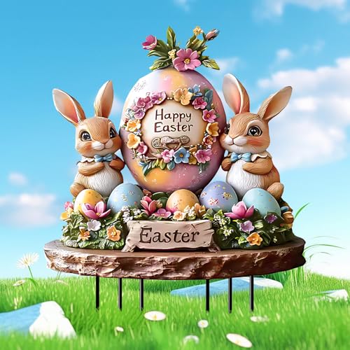 Pipihome Decorazioni Pasquali, Coniglietto Pasquale Decorazione da Giardino e la Casa, Figure di Coniglietti Decorativo per Pasqua, Decorazione Esterna Primaverile di Pasqua (A)