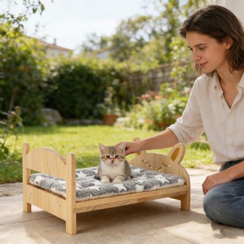Cama de conejo pequeña hábitat desmontable madera gatitos hámster 4