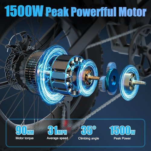 R8 Electric Bike for Adults,48V 20AH - Peak Power 1500W Brushless Motor Electric Bicycle - Max Speed 31MPH - Max 80 Miles Range - 20" x 4.0" Fat Tire Dirt EBike - UL2849 image 5