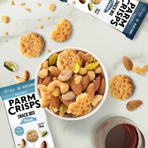 ParmCrisps Snack Mix Ranch Cheese Parm Crisps and Nuts Snack, Made Simply with 100 Cheese