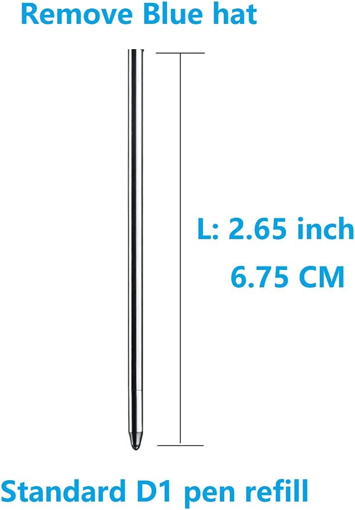MengRan 2.75'' Ballpoint Pen Refills,Standard D1 Ballpoint Pen Refill (Remove Black Hat),Metal Refill,Black Ink,(Pack of 10) : Office Products