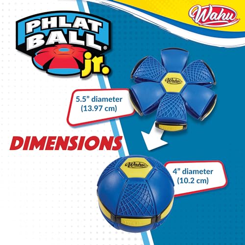 PHLAT BALL Junior Bleu- Mini Disque Volant Rétractable - Balle Innovante 10,2 cm - Jeux Extérieur Enfant dès 5 Ans - Frisbee 15,2 cm - Jeux Plein Air 2 joueurs et plus - Version Mini Voyage