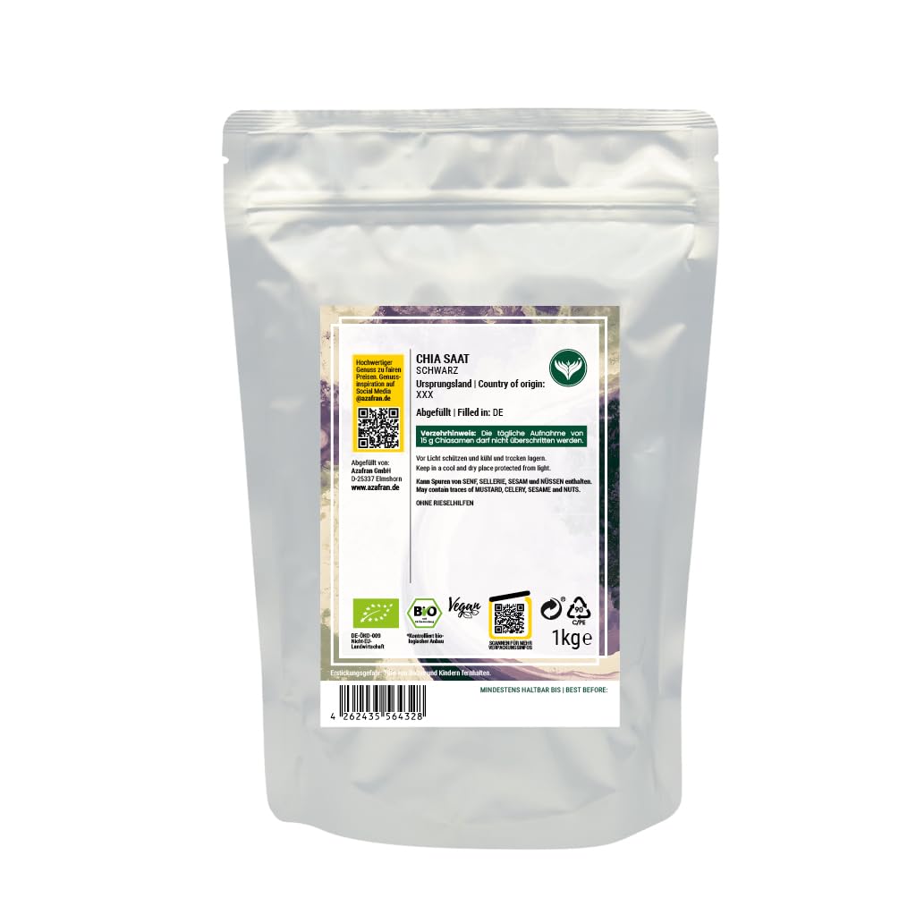 Azafran BIO Chiasamen aus Südamerika, Chia für Pudding, Müsli & Backen 5kg