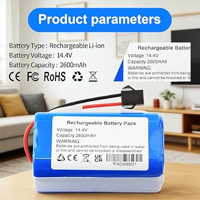 2600mAh Battery Replacement for Tesvor SUN-INTE-172 SUN-INTE-273 OKP Life K2 K3P K4 K5 K7 Deenkee 600 DK600 DK600 MAX, Plye PUCRC660 PUCRC675 Ionvac Smartclean 2000 Coredy R750-1600Pa Vacuum Cleaner