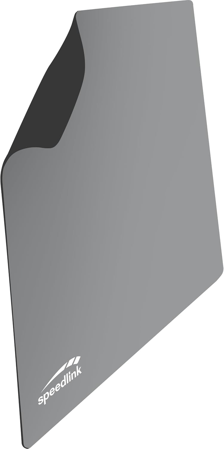Speedlink ATECS Soft Gaming Mouse Mat M 38 x 30 cm - Mouse Mat Medium Size, Smooth Textile Surface, Mouse Mat for Gamers, Office, Desk, Keyboard, Non-Slip, Grey