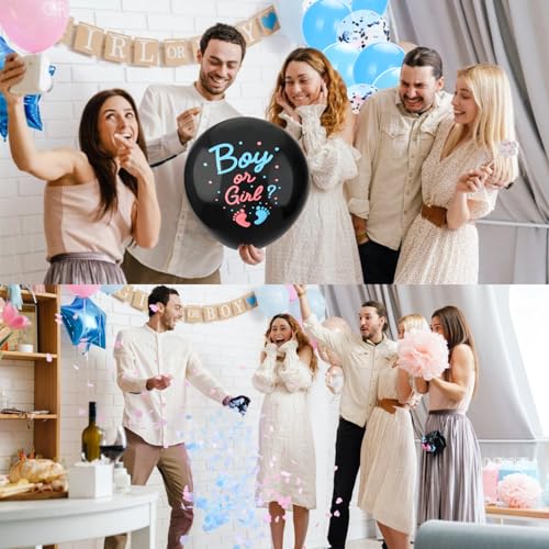 Slergut 5GENDERBA Gender Reveal Balloon Gender Reveal Ideas Baby Boy Or Girl Balloon Black 36 Inch Gender Reveal Confetti Balloon Kit With Blue Pink Confetti For Baby Reveal Ideas Party Supplies Baby Shower Decorations thumb #4