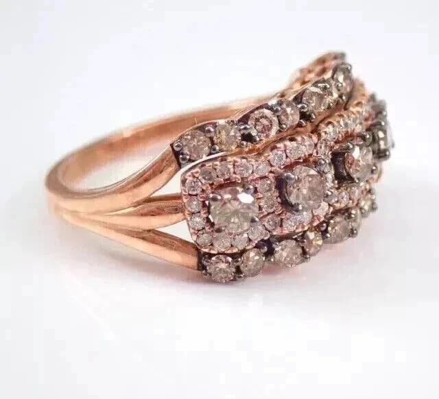 Vaishnav Jewels Chocolate Gemstone Wedding Band Ring, 4.20Ct Round Lab Created Cut, 14k Rose Gold Finish