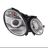 HEADLIGHTSDEPOT Chrome Housing Halogen Headlight Compatible with Mercedes-Benz E-Class E320 E350 E500 E55 AMG 2003-2006 Includes Right Passenger Side Headlamp