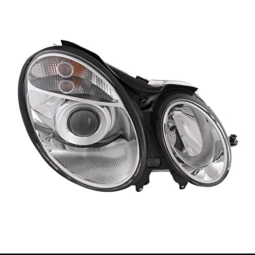 HEADLIGHTSDEPOT Headlight Compatible with Mercedes-Benz 2003-2006 E-Class E320 E350 E500 E55 AMG Chrome Housing Halogen Right Passenger Side Headlamp Assembly