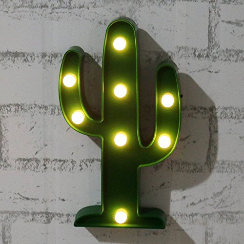 LingStar - Lámpara LED de plástico con forma de cactus tropical, funciona con pilas 2AA