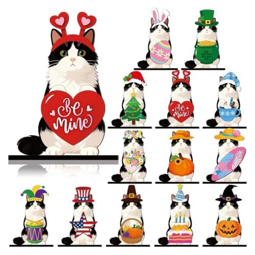 Holiday Wooden Animal Decor Magnetic Interchangeable Figurine (N)