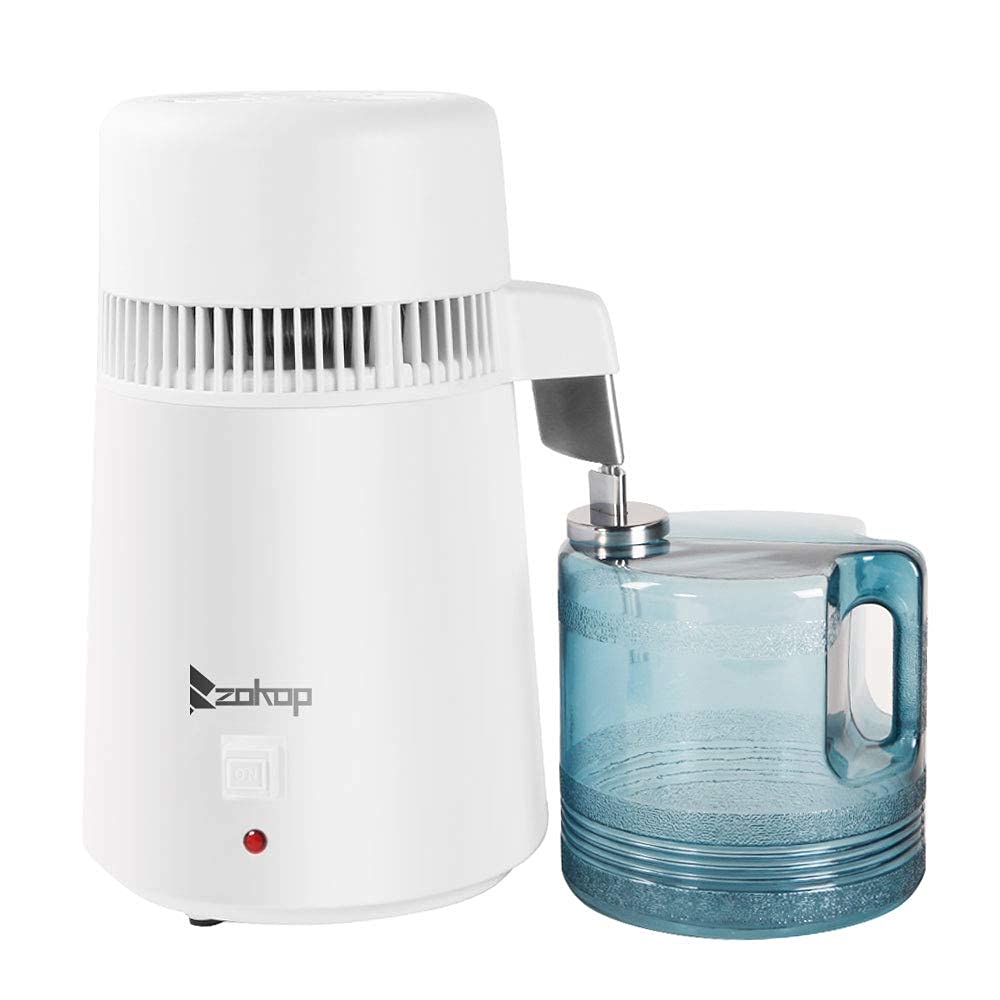 4L Countertop Water Distiller w/Container, 750W Stainless Steel Distilled Water Machine Maker Purifier Filter, Distilling Pure Water Maker for Home, Overheat Protection, UK Plug