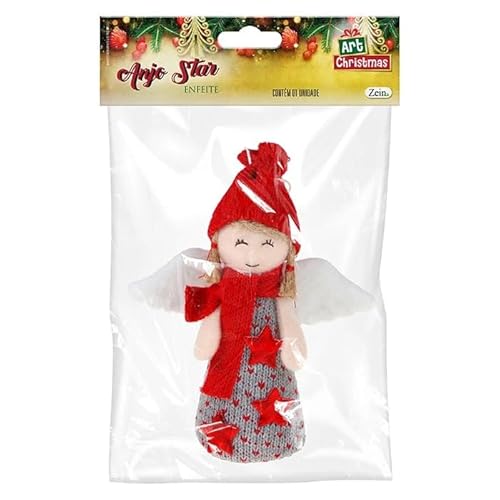 Enfeite de Natal Anjo Roupa C/Estrela - 17cm