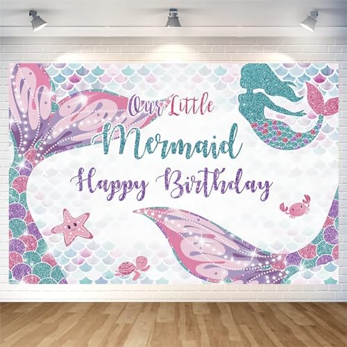 人魚姫 バースデー タペストリー 人魚姫 誕生日 飾り付け バースデー フォトポスター マーメイド 写真背景 Happy Birthday パーティー タペストリー おしゃれ 誕生日 デコレーション 子供 女の子（Amazon）