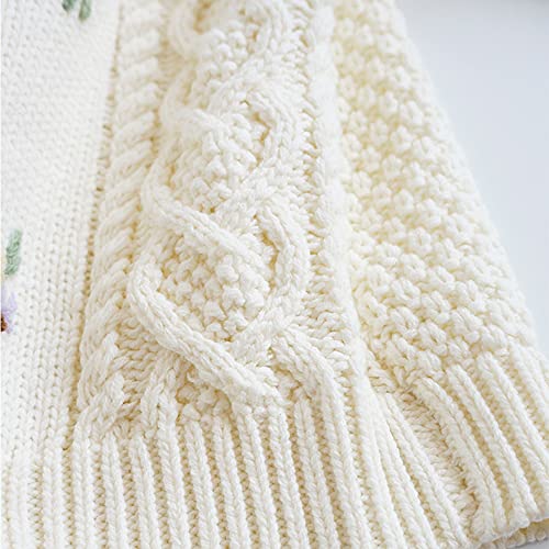 Baby Girls Cable Knit Cardigan Sweater Crewneck Embroider Cardigan Button Warm Jacket Coat For Toddler #TOP4