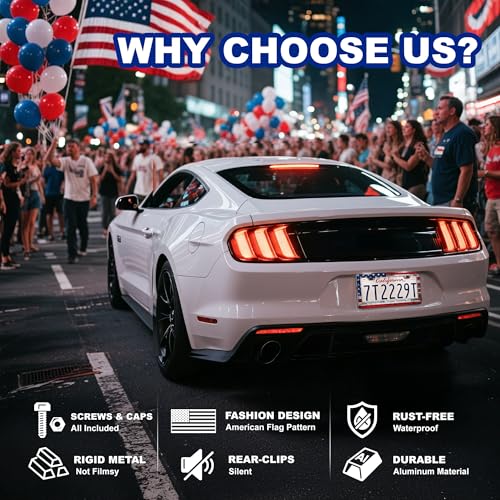 Image of American Flag License Plate Frame 2 Pack Patriotic Plate Holder