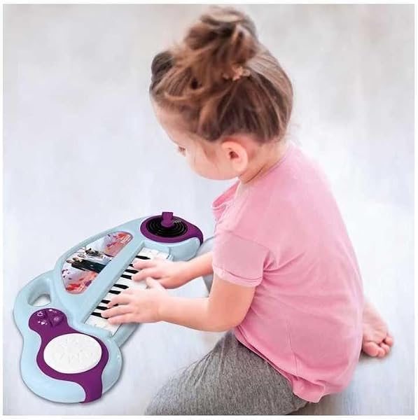 Lexibook, Die Eiskönigin, Elektronisches Klavier für Kinder mit Lichteffekten, Mikrofon, Schlagzeug, integriertem Lautsprecher, Demo-Titel, DJ-Player, lila/blau, K704FZ - 3
