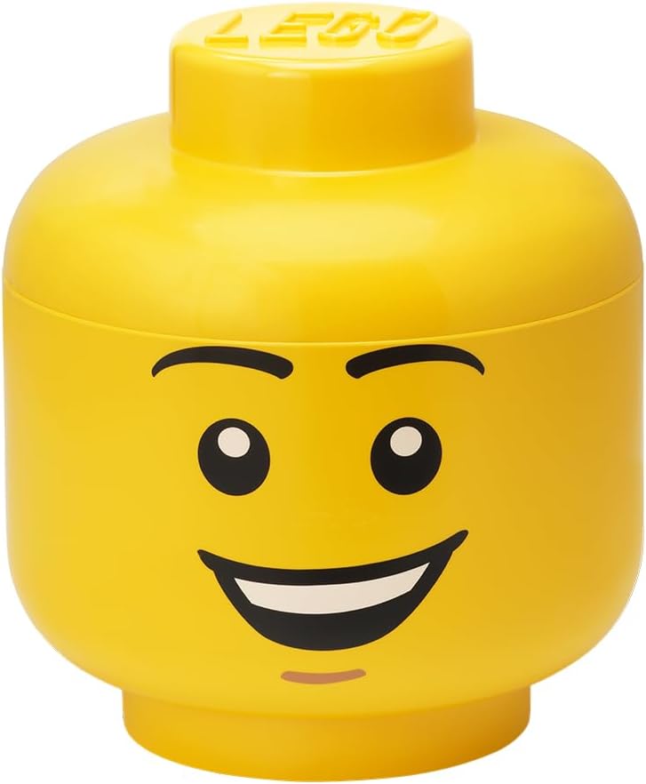 LEGO Iconic Storage Head Large, Stackable Storage Box, 8,5 L, Yellow, Happy Boy