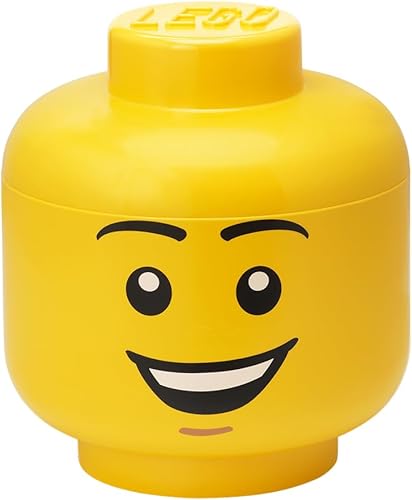 LEGO Iconic - Cabezal de almacenamiento grande, caja de almacenamiento apilable, 8,5 L, amarillo, Happy Boy