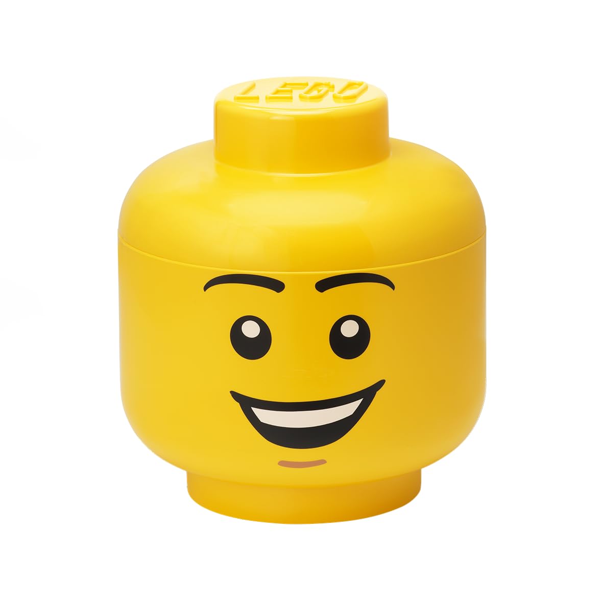Room Copenhagen LEGO Iconic Storage Head Large Stackable Storage Box, 8.5 L, Yellow, Happy Boy
