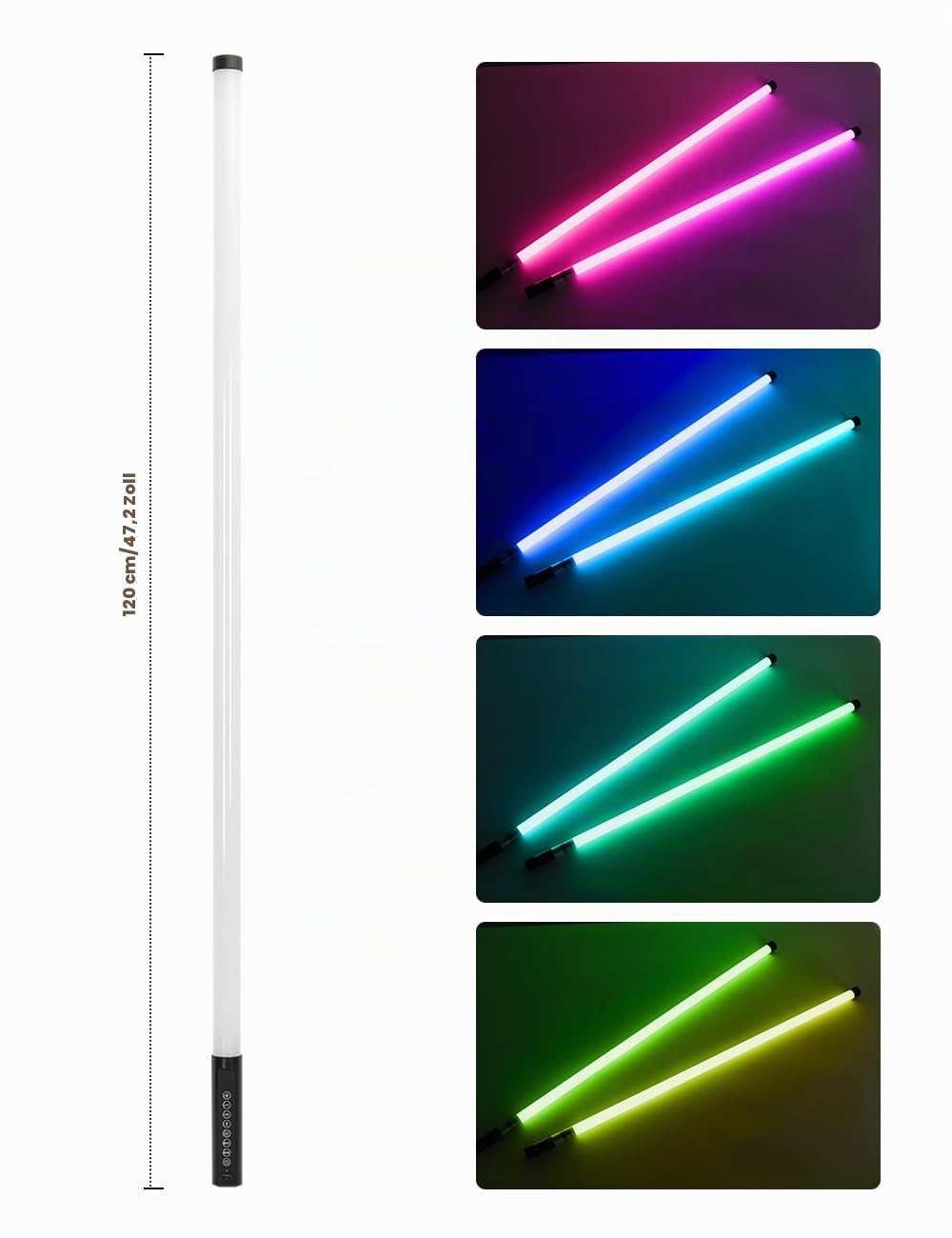 RGB-LED-Lichtleistenständer mit Tragetasche, 5000 mAh Akku, 500+ Lichteffekte, Musiksynchronisation für DJ-Party, Hochzeit, Tanz, Videostudio, Fotoautomaten, Bühnenbeleuchtung (4 Stück mit