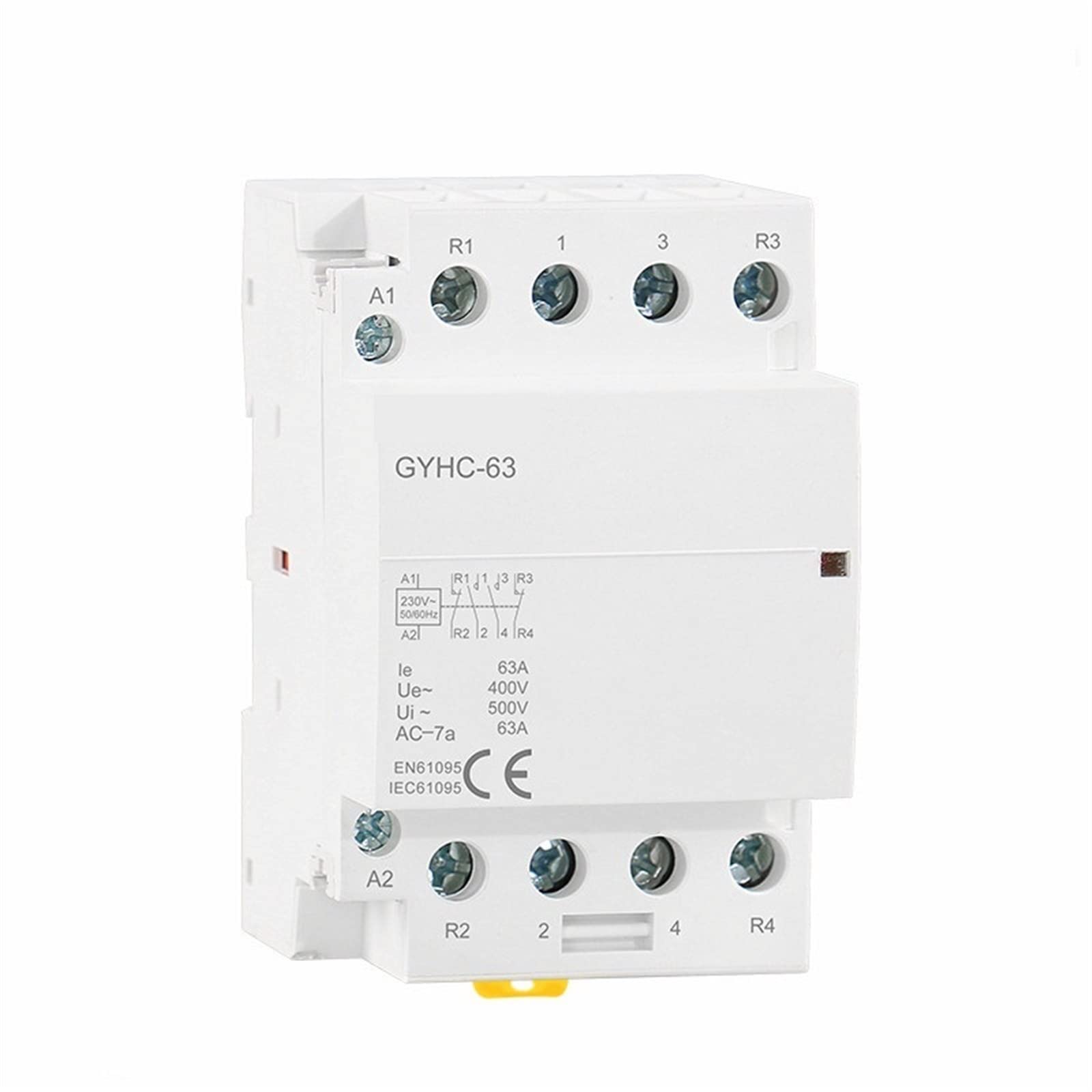 HUUOQIWY 4P 63A 4NO Or 2NC2NO 220V/230V 50/60HZ Din Rail Household AC Modular Contactor 1Pcs(4p 63a 4n0 220v)
