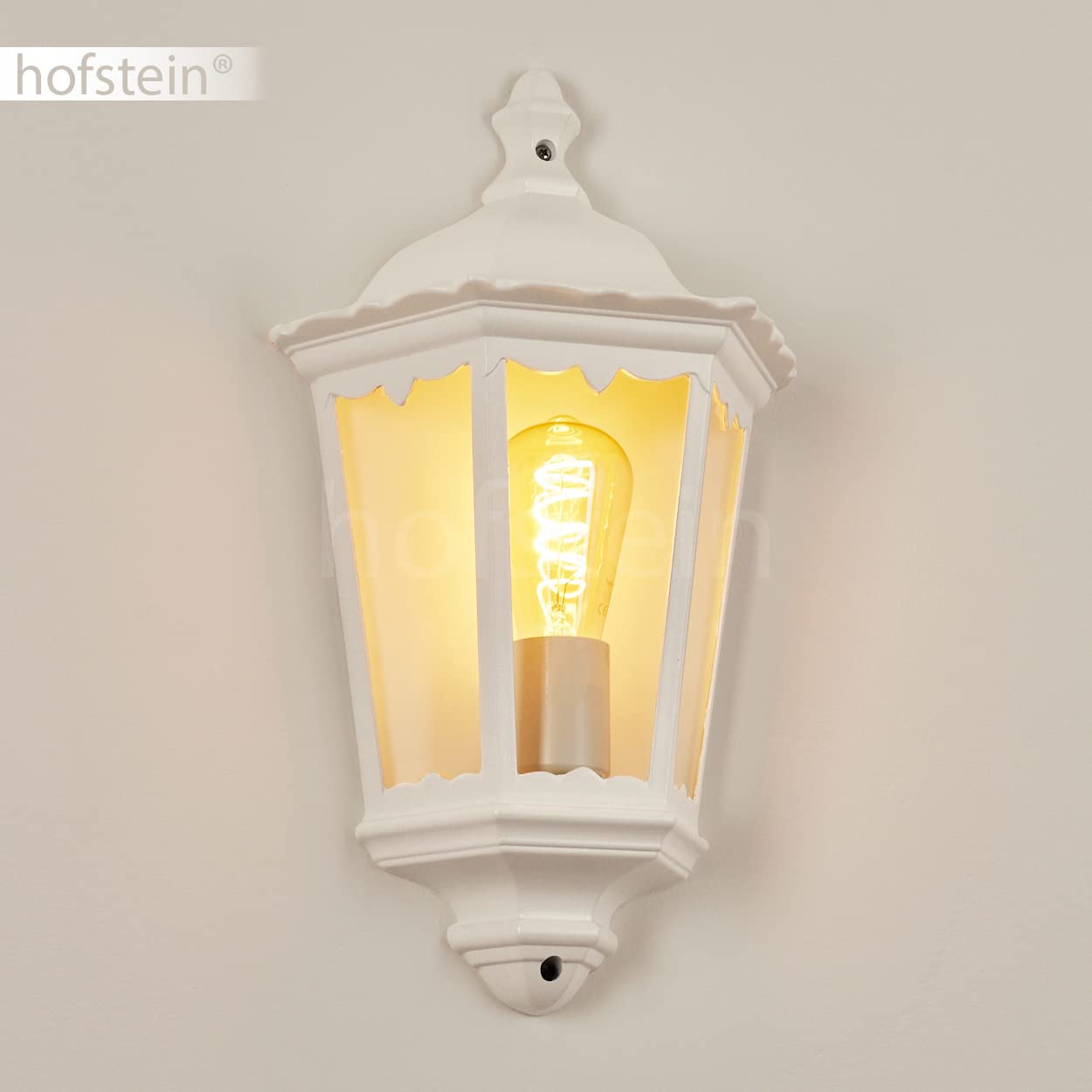 Applique d'extérieur Hongkong, lampe murale au look antique en métal/verre blanc/clair, applique murale avec douille E27, lampe d'extérieur rétro/vintage pour terrasse/cour/entrée. sans ampoules