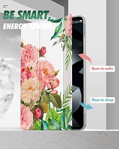 Dadanism Clear Case For Ipad Air 5Th/4Th Generation 2022/2020, Slim Tpu Stand Cover For Ipad Air 5/4 Case 10.9 Inch, Support Magnetic Charging&Auto Wake/Sleep&Touch Id, Blooming Bouquet #TOP6