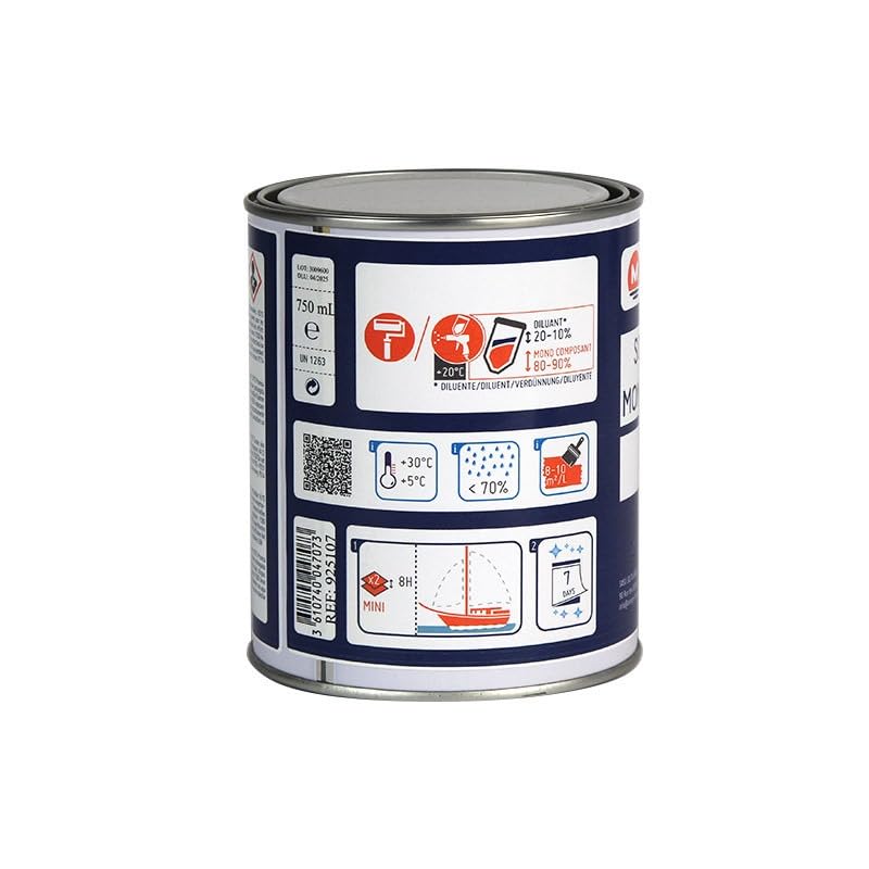 Orangemarine Sous-couche Mono-composante pour Laque Marine – Apprêt Primaire Universel, Gris, Pour Bateaux (Supports Polyester/Bois/Acier/Aluminium), 0,75 L ou 2,5 L (2.5 litres)