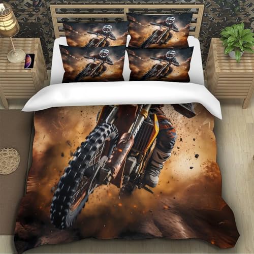 Housse de couette hypoallergénique motocross lit double résistante - 5