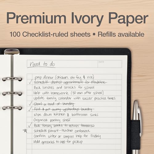 Oxford 6-Ring Professional Notebook, 7 x 9 Inch, Refillable Notebook, Writing Journal, Ivory Paper, 100 Sheets, Black Faux Leather Cover (90004) by Oxford - Image 4