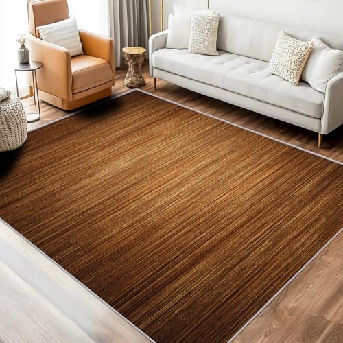 Brown Wood Grain Rug, Washable 6x8 Rug for Living Room,