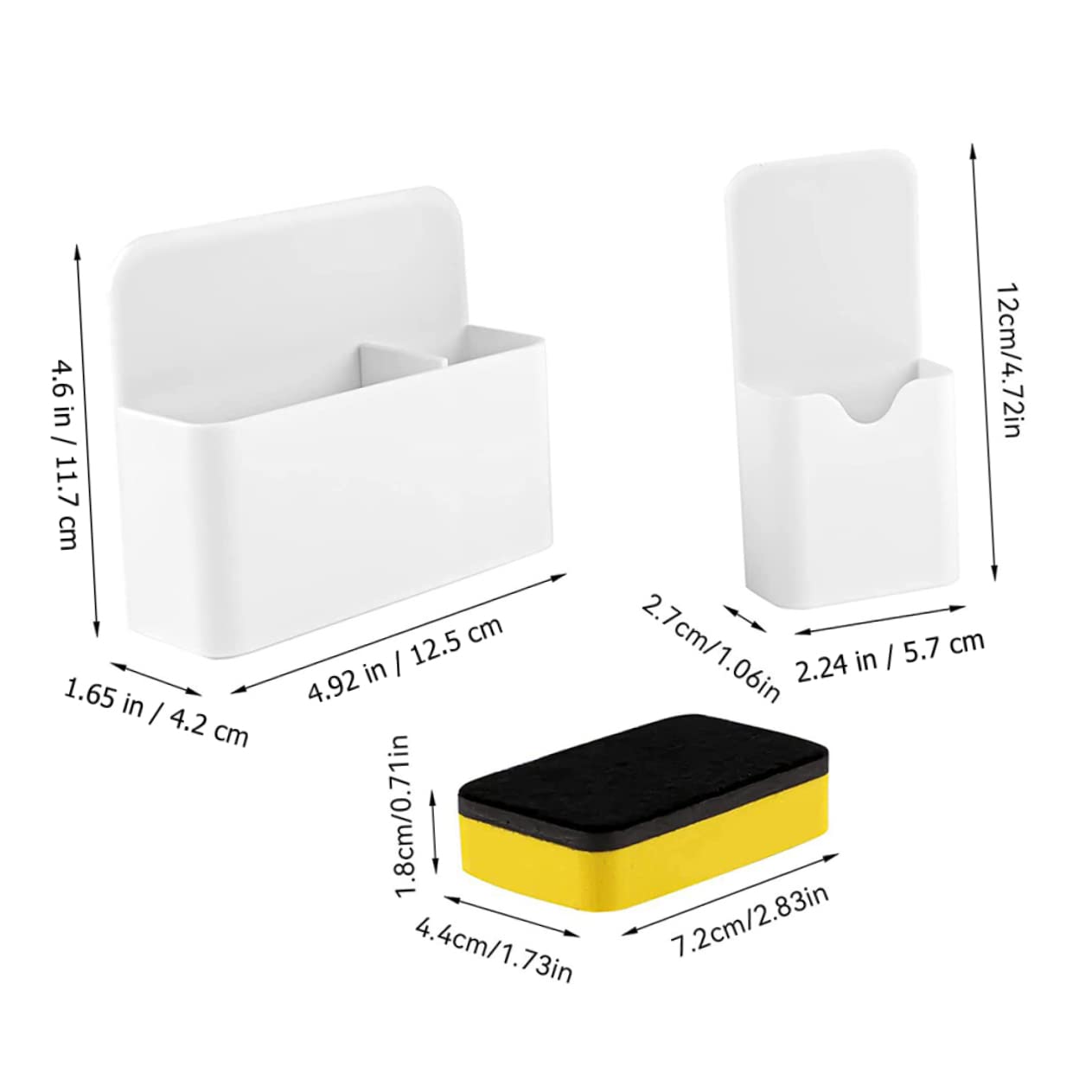 DOITOOL 4 Set Supporto Magnetico per e Cancellini per Lavagna Organizer Scrivania Materiale Resistente e Antigraffio per Casa e Ufficio