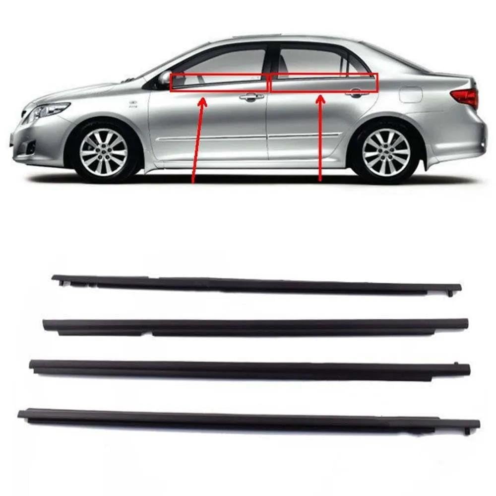 Striscia Tenuta Portiera 4 Pezzi/set Modanatura Cintura Esterna Portiera Dell'auto Per Toyota Per Corolla 2007-2014 Guarnizioni(Nero)