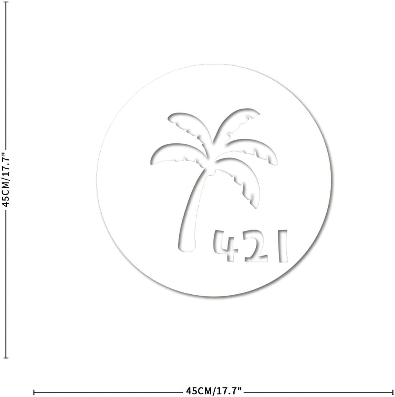 Address Sign Personalised Personalized Palm Tree House Number Address Metal Sign 6 House Number Sign Wall Mounted Sign Outside Decorations Metal Rustic for House, Street, Front Door Bright Easy White