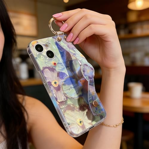Coque iPhone 15 anti-chute avec boucle réglable contre les risques de casse