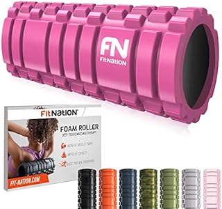 Fit Nation Foam Roller for Muscle Massage with Exercise Book, Ultra Lightweight Hollow Core Muscle Roller for Deep Pain Relief in Your Aching Legs, Body and Back. Ideal For Runner Cyclist Footballer Athlete