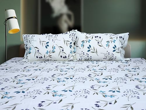 Image of Super Bedzz by Prihaal Decor Cotton Double Size Bedsheet with 2 Pillow Cover Size:108x108 (Blue 5) bedsheet for Double Bed, Cotton Double bedsheet, Suitable for Bedroom, Gift Set