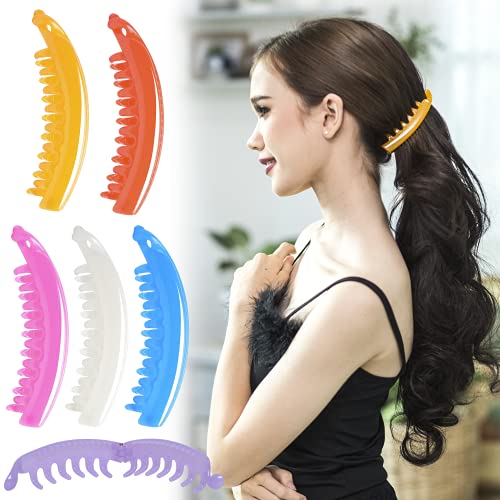 RC ROCHE 6 Pcs Banana Clips for Thick Hair Ponytail Holder, Medium Jelly