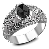 Onyx Secret Seal Of King Solomon Ring for Women's and Men's Ring 925 Sterling Silver Size 6-15
