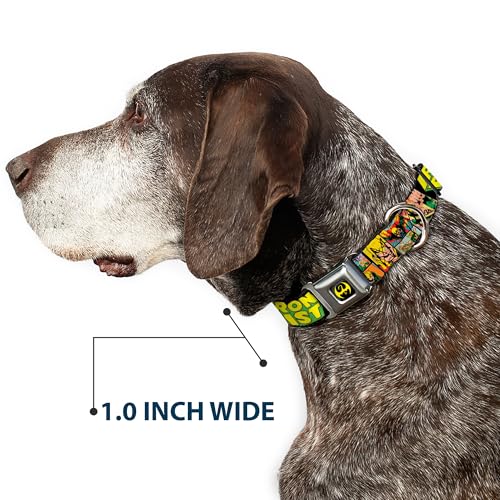 Collier chien boucle fer rétro haute qualité motif BD noir vert jaune - 7