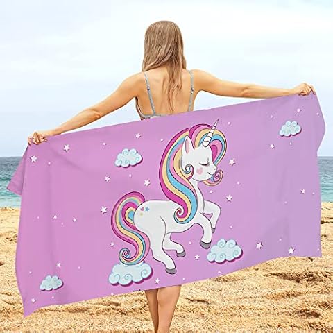 Toalla de Playa de Unicornio, Microfibra, 70 x 140 cm, Rosa Cover